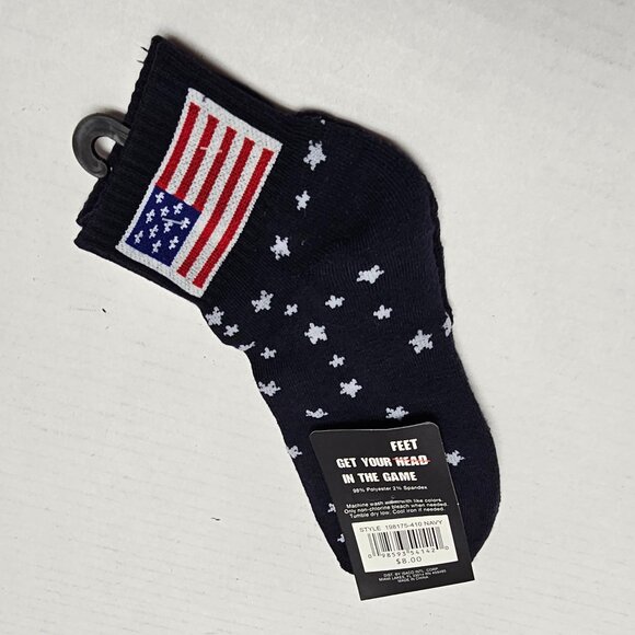 New Into Socks USA Flag Stars Stripes Quarter Rise Shoes 7 -12 Unisex Navy Blue - Picture 2 of 9